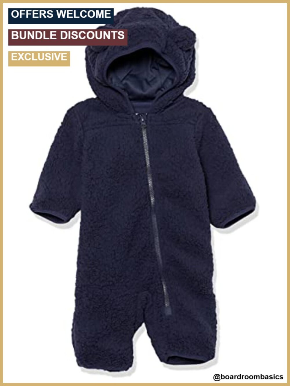 Unisex Baby Hooded Sherpa Fleece Bunting Suit Snowsuit